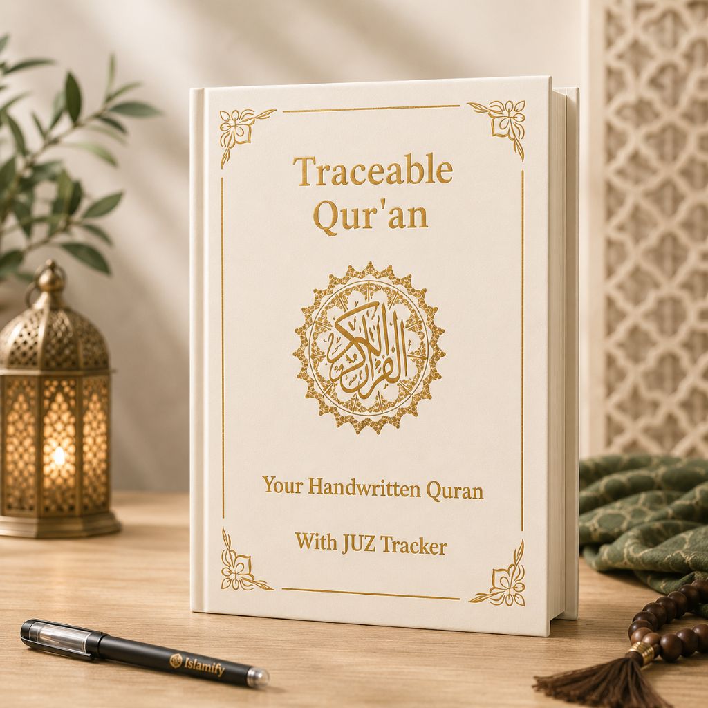 Traceable Quran workbook with handwriting practice and Juz tracker for learning and memorizing the Holy Quran