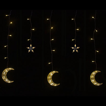 Ramadan decorative string lights with glowing crescent moons and stars by Islamify, perfect for Eid and Islamic home decoration