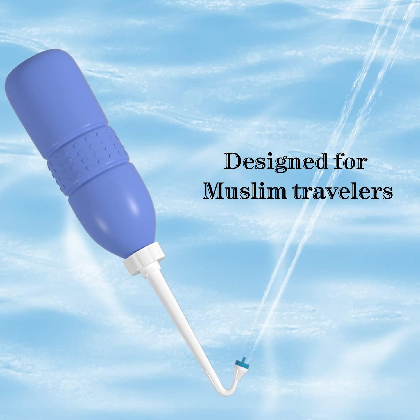 Shataf2Go portable travel bidet spraying water – designed for Muslim travelers by Islamify for hygiene on the go